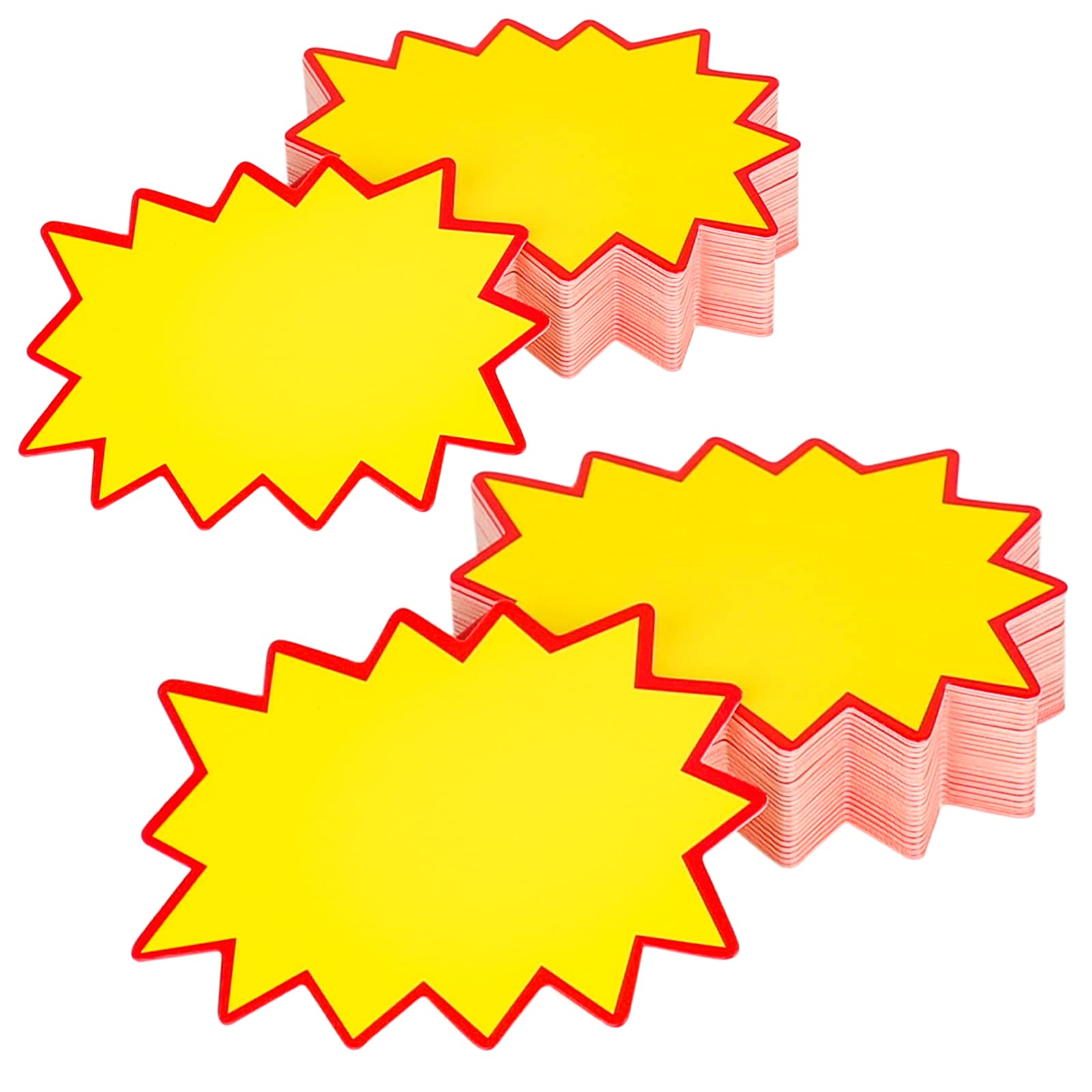 YWFAFO Retail Sale Signs - 100pcs Starburst Promotion Price Tags (8.3x6 Inch) for Stores & Supermarkets - Perfect for Clearance Sales, Discount Displays & Seasonal Promotions