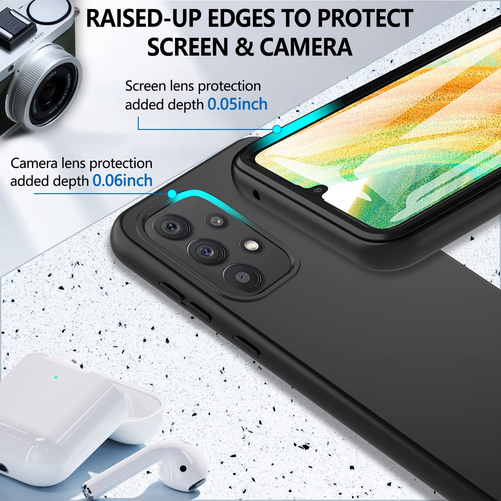 Shockproof Full Body Samsung Galaxy A33 5G Phone Case with Built-in Screen Protector - Anti-Scratch TPU Silicone Bumper Protective Cover (Black) | Perfect for Outdoor Activities, Work & Daily Use