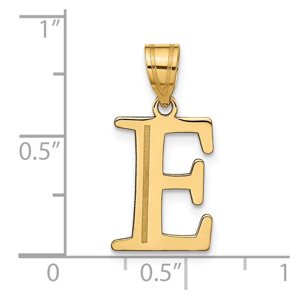 14K Yellow Gold Polished Etched Letter E Initial Pendant Necklace - Elegant Personalized Jewelry Gift for Women, Perfect for Birthdays, Anniversaries & Special Occasions