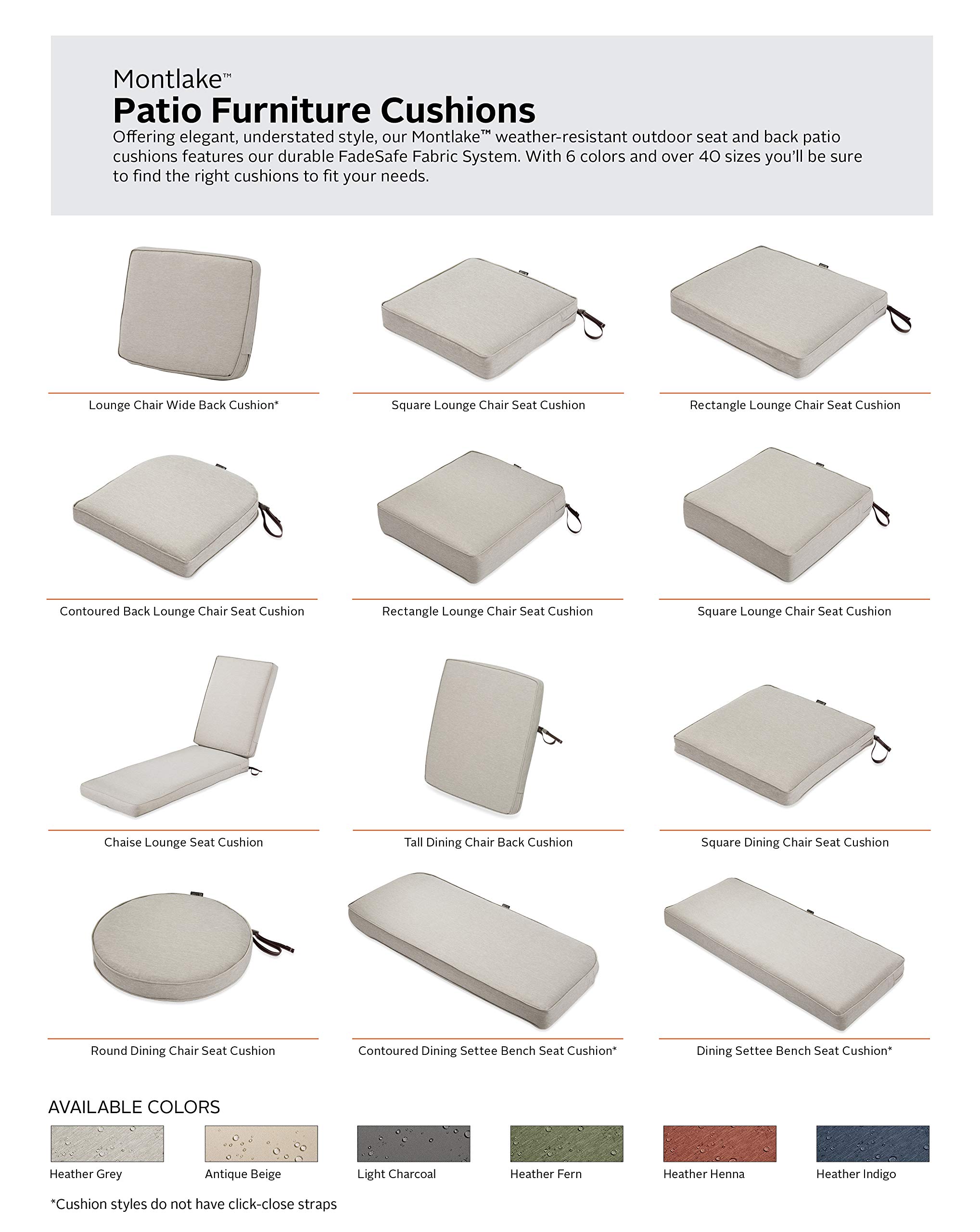 Montlake Water-Resistant Patio Cushion 21x22