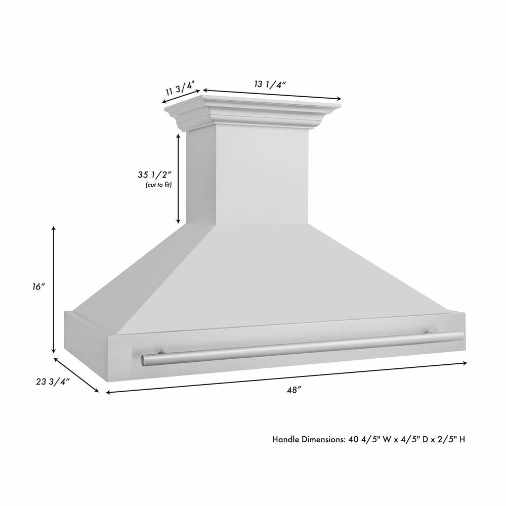 ZLINE 48 Inch Stainless Steel Range Hood with Stainless Steel Handle (8654STX 48) - Professional Kitchen Ventilation for Gas Stoves & Cooking Areas
