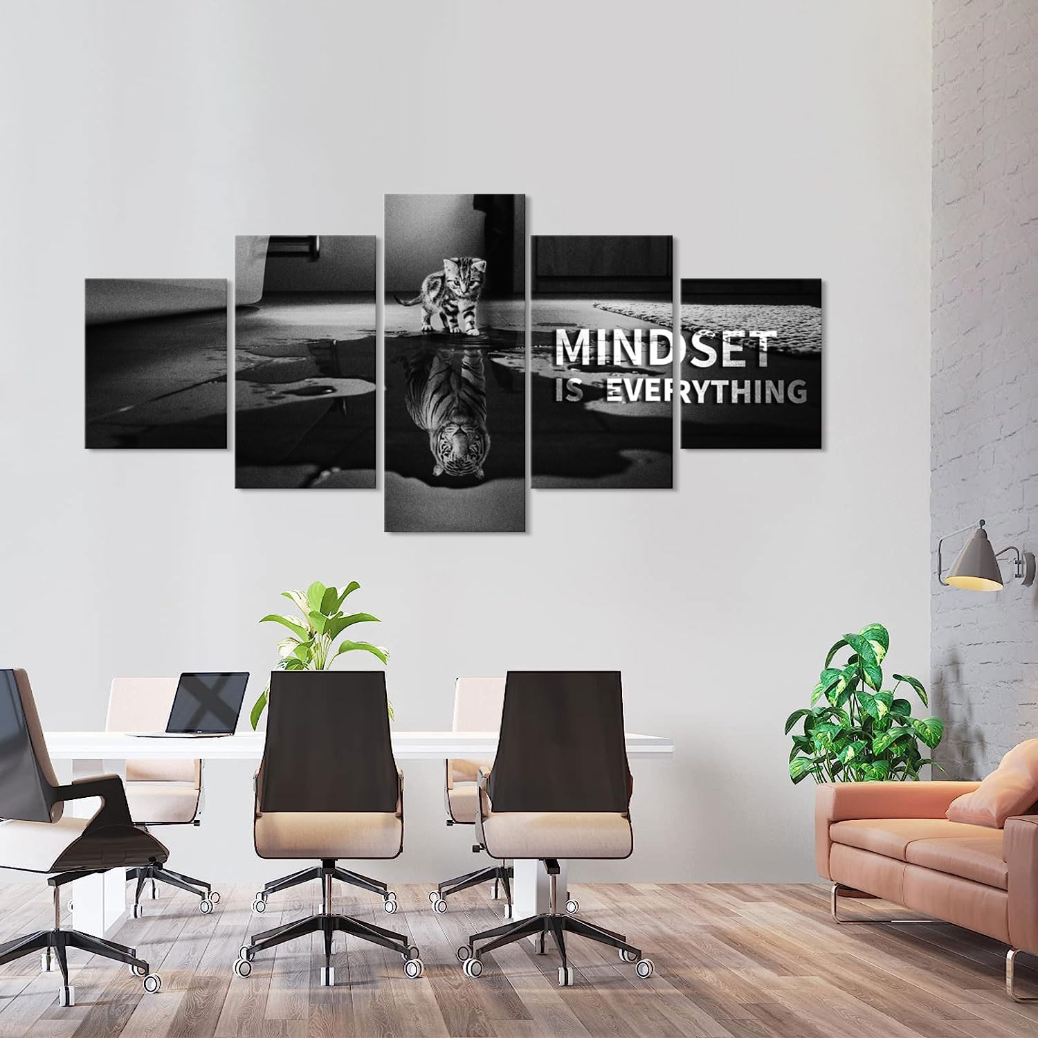 5-Piece Motivational Wall Art Set - Mindset is Everything Inspirational Quotes for Office & Home Decor (70''W x 40''H) - Perfect for Workspaces, Living Rooms & Gyms