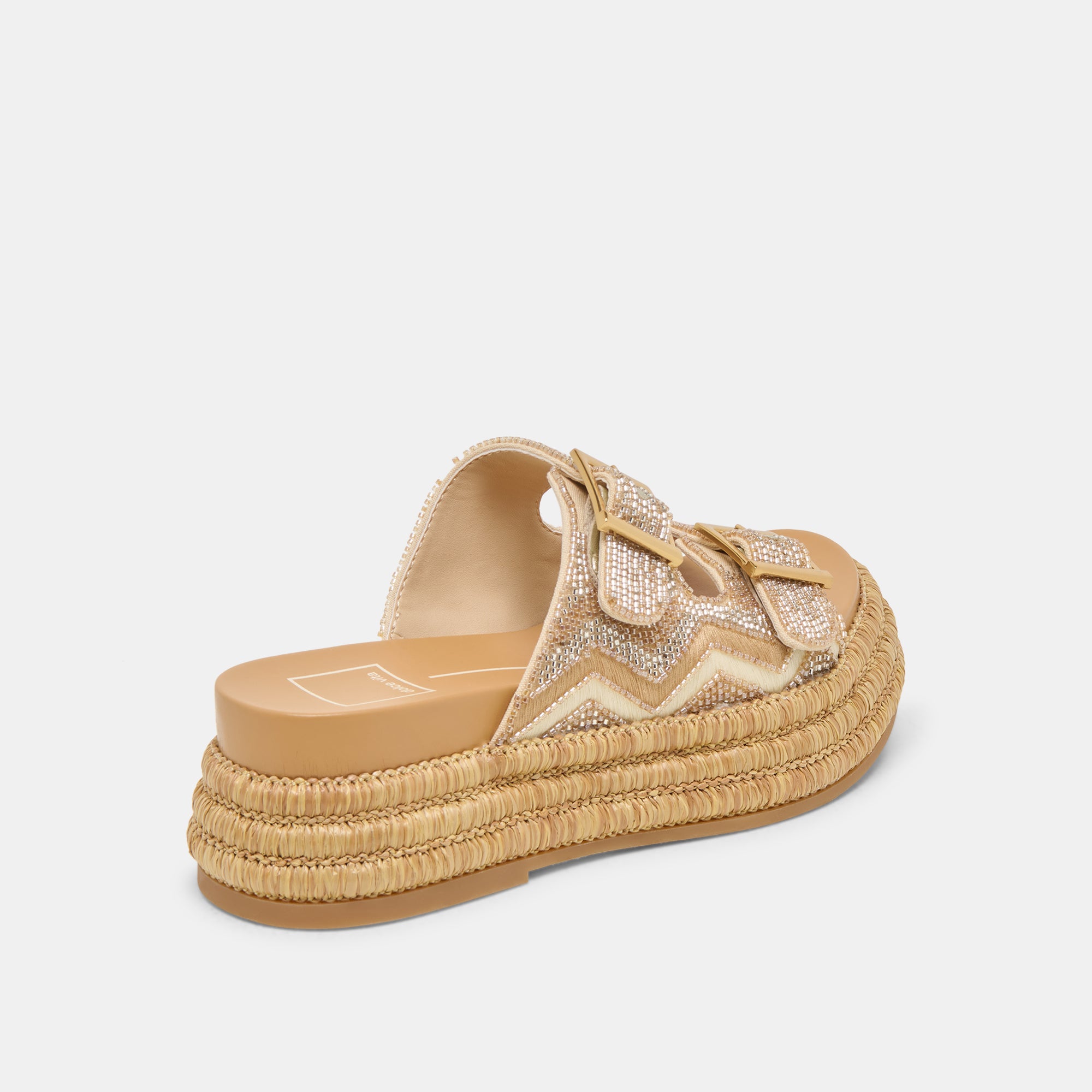 WIXIE Women's Gold Beaded Sandals - Stylish Multi Bead Design for Summer, Beach, and Casual Outings