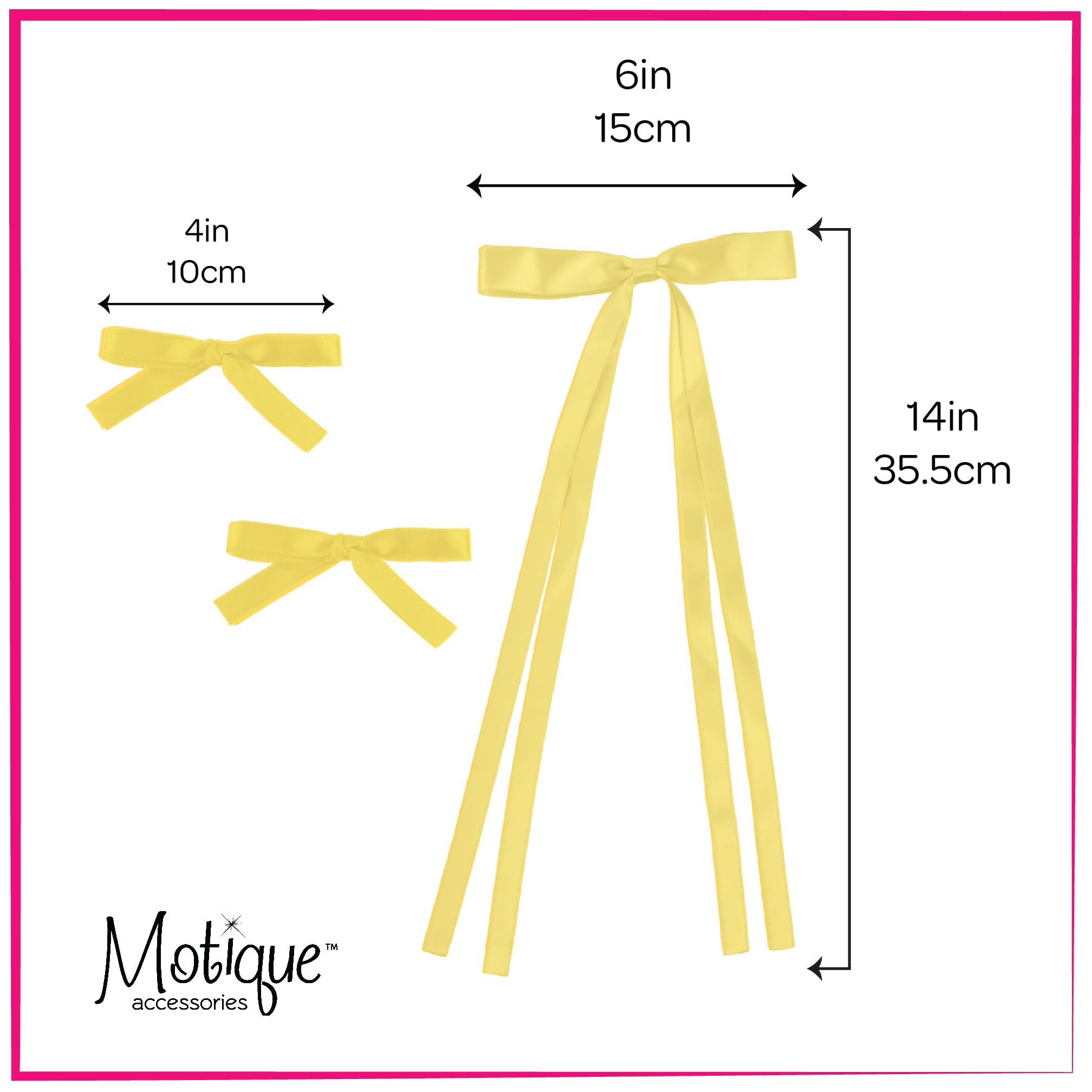 Light Yellow Satin Hair Bows Set of 3 - 1 Long Tail Hair Clip & 2 Short Tail Bows for Women, Perfect for Weddings, Parties, and Everyday Elegance