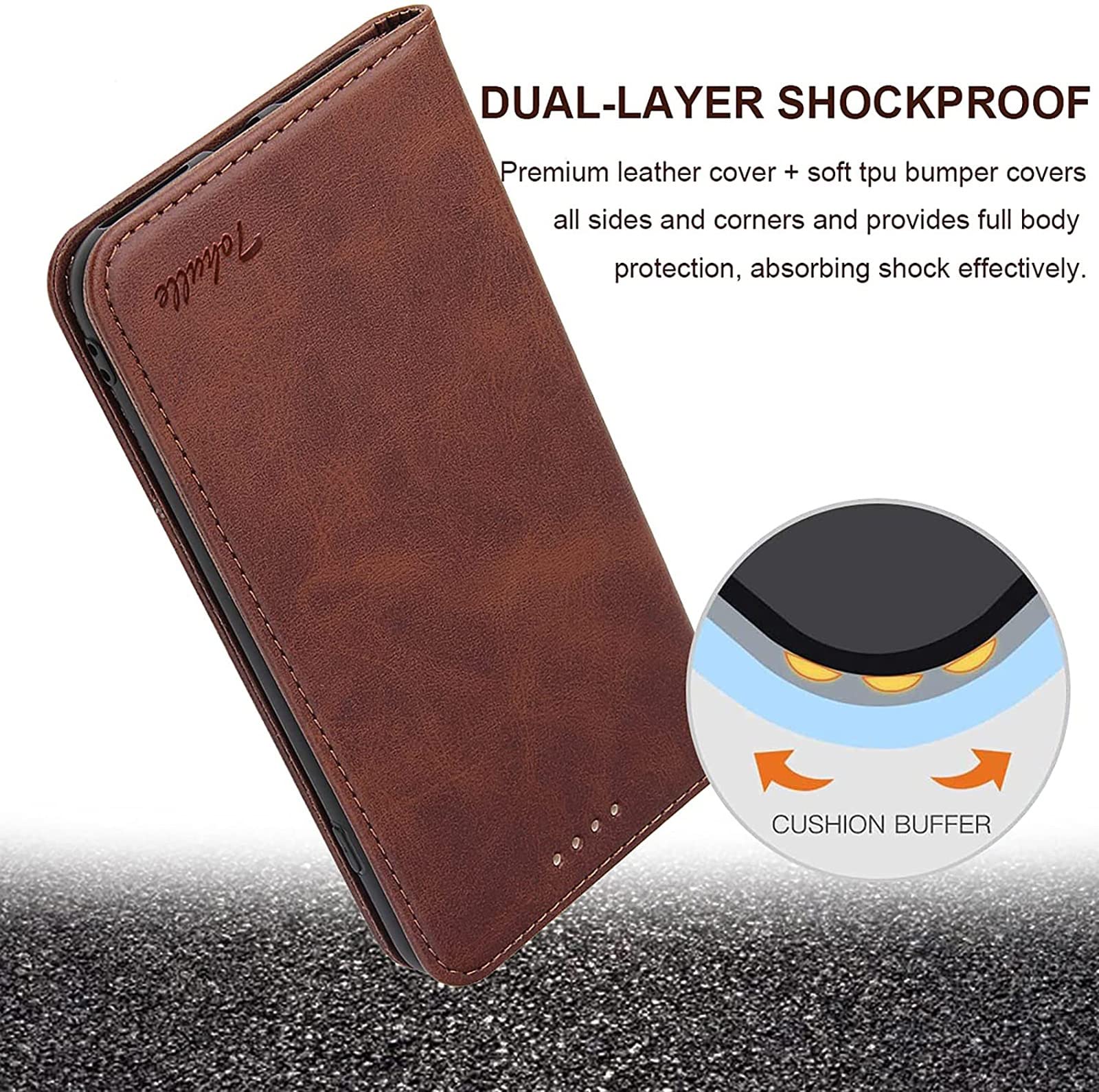 Premium PU Leather Wallet Case with Card Holder & Kickstand for iPhone 13 Pro Max - Built-in Magnetic Closure Flip Folio Cover (Coffee Brown) | Perfect for Business, Travel & Everyday Protection