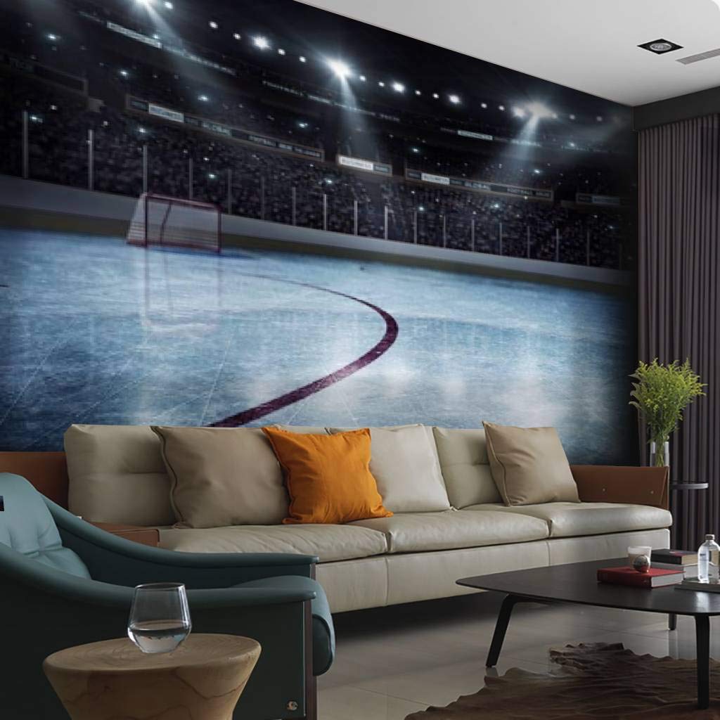Hockey Arena Canvas Print Wallpaper - Self Adhesive Peel & Stick Wall Mural for Home Decor | Perfect for Living Room, Game Room & Man Cave Wall Art