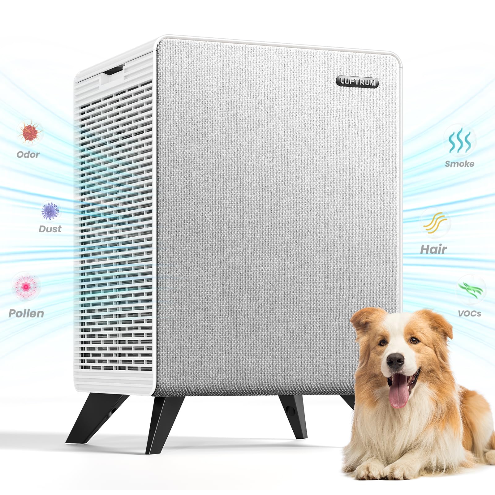Best Air Purifier for Large Rooms Up to 2250 ft² - 3-Stage HEPA Filter with Washable Pre-Filter, AQI Sensor & Auto Mode - Eliminates 99% of Smoke, Allergens, Pet Dander & Odors - Perfect for Bedrooms, Living Rooms & Offices