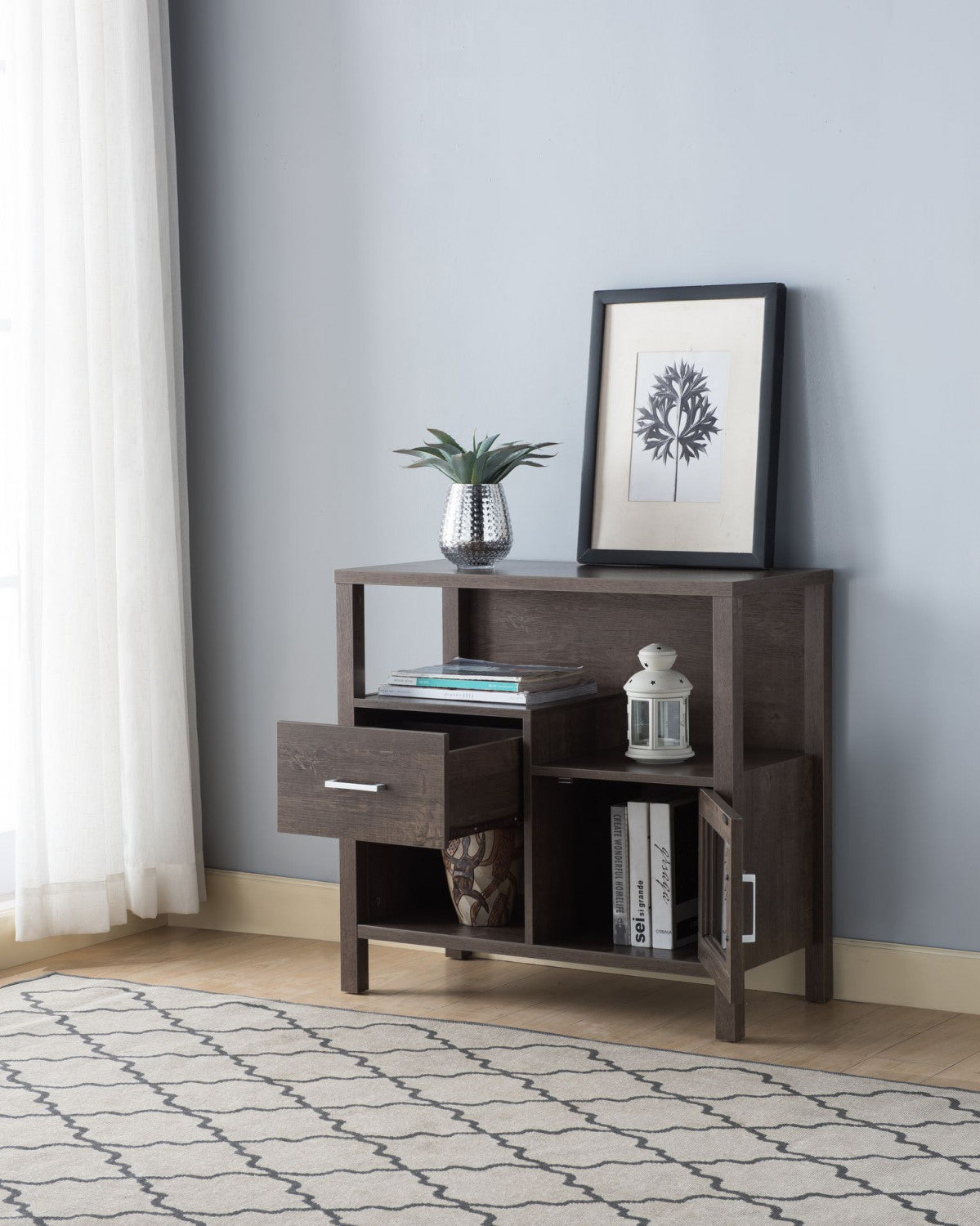 Athena Cabinet - Solid Walnut Brown Wood Storage Organizer for Living Room, Bedroom & Office | Stylish & Durable Home Furniture