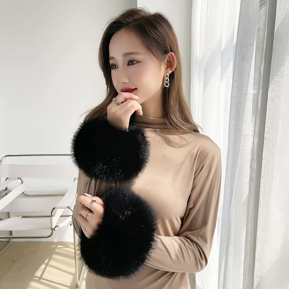 Uposao Faux Fur Wrist Band Ring Cuffs - Soft Winter Arm & Leg Warmers for Women | Cozy Pulse Warmer Sleeves for Cold Weather, Fashion Accessories & Outdoor Activities