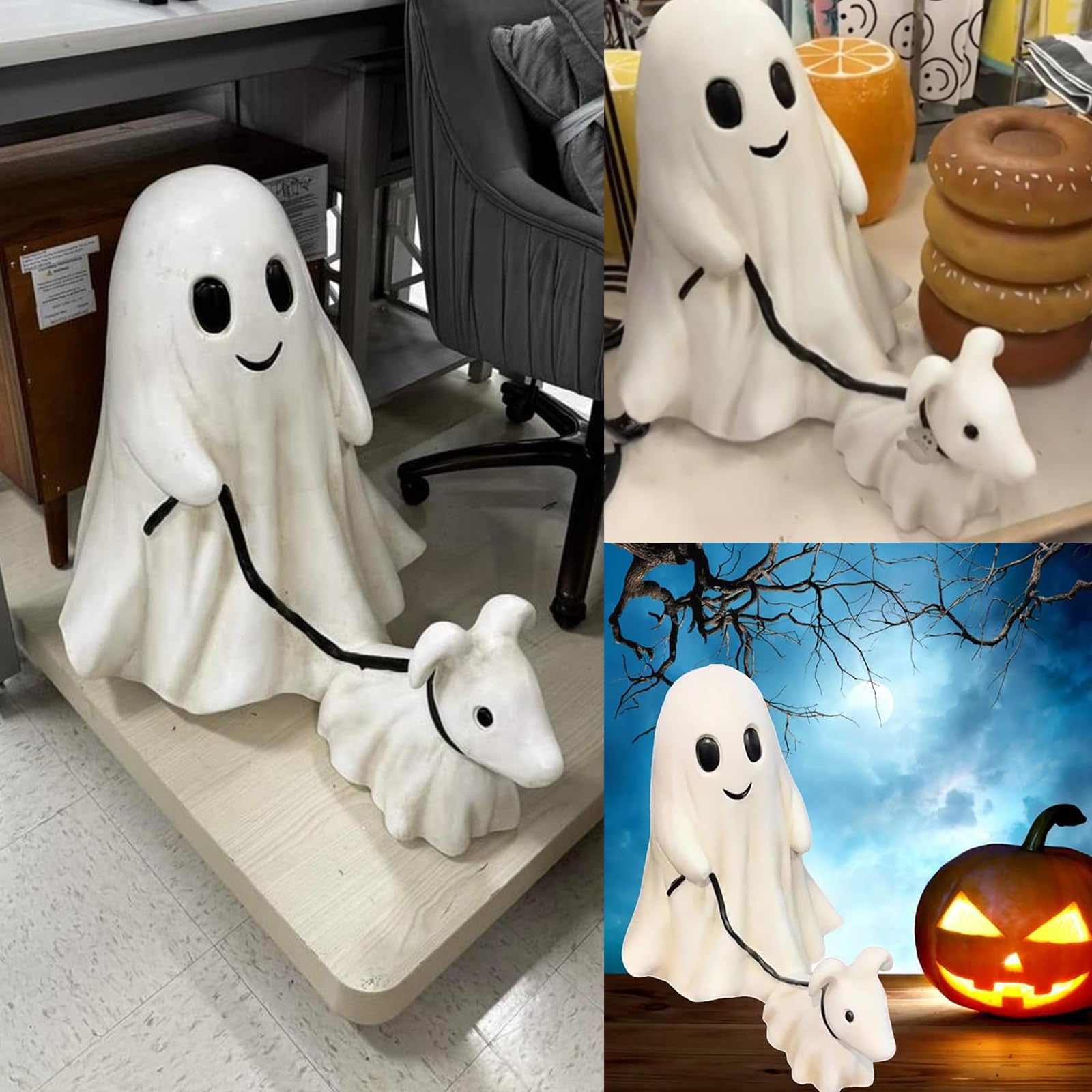 Halloween Ghost Walking Dog Statue - Spooky Cute Dog Figurine Decor for Indoor, Outdoor, Office & Tabletop (25x20x15cm) - Perfect for Halloween Party, Home Decor & Gift Giving