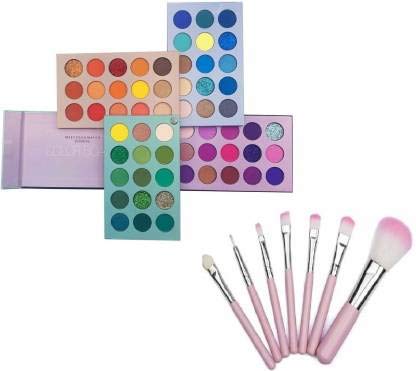 ALVRIO High Pigmented Eyeshadow & Shimmer Palette - 8-Piece Set with 7 Makeup Brushes | Long Lasting, Vibrant Colors for Professional & Everyday Makeup | Perfect for Parties, Weddings & Special Occasions