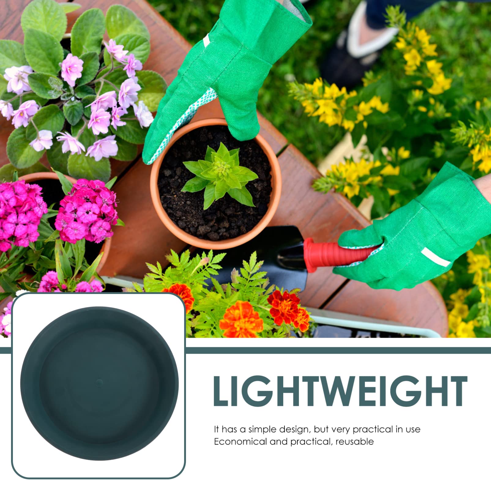 5-Piece Gallon Planter Trays for Potted Plants - Round Bonsai Water Saucers, Gardening Drip Trays for Flower Pots, Indoor/Outdoor Plant Pot Bases - Perfect for Home, Garden, and Balcony Decor