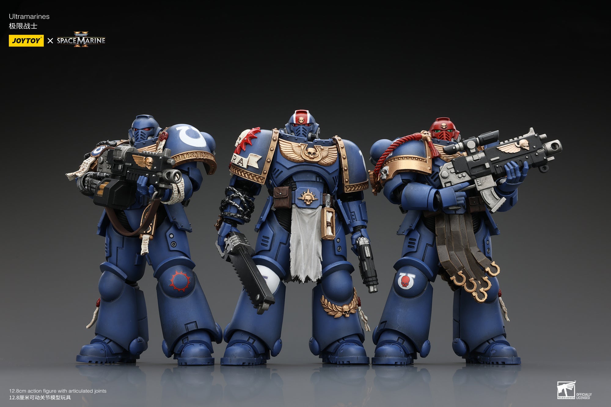 1/18 JOYTOY Warhammer 40K Ultramarines Lieutenant Titus Action Figure - Sergeant Gadriel & Brother Chairon Collectible Model for Tabletop Gaming & Display