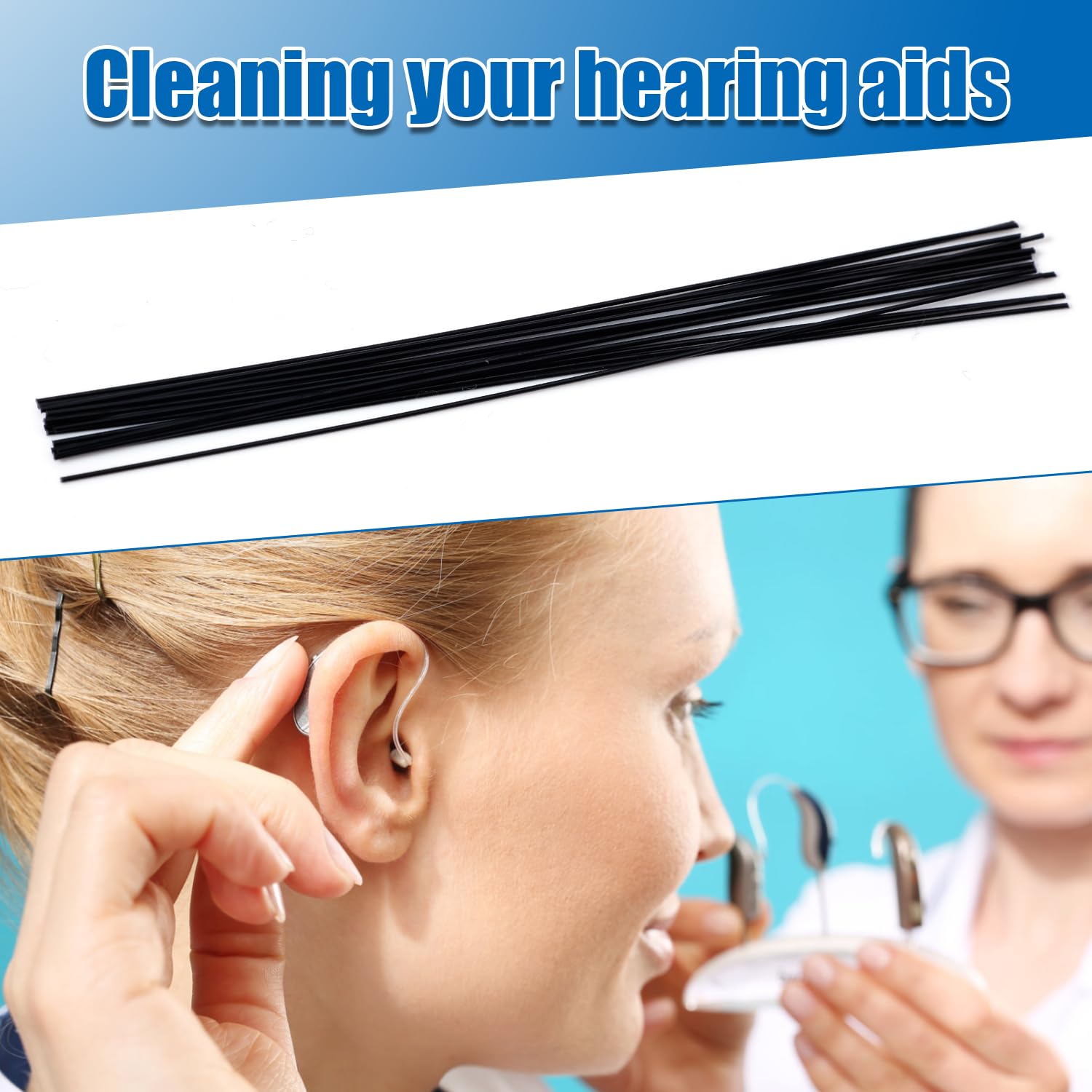 15pcs Hearing Aid Pipe Cleaners - Premium Hearing Amplifier Cleaning Tools & Accessories for Hearing Aid Users - Perfect for Daily Maintenance & Travel Use
