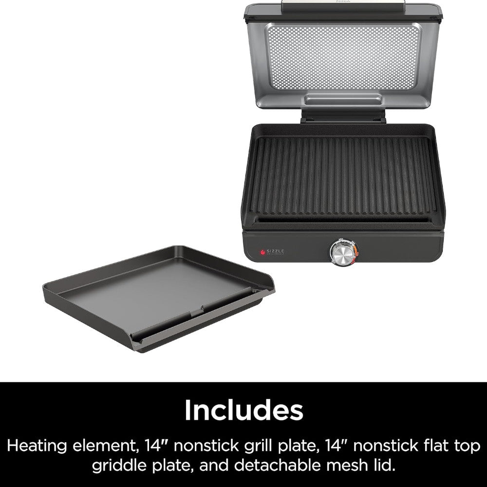 Ninja GR101CCO Electric Griddle & Indoor Grill - Certified Refurbished with Home Essentials Warranty | Perfect for Small Kitchens, Apartments & Healthy Cooking