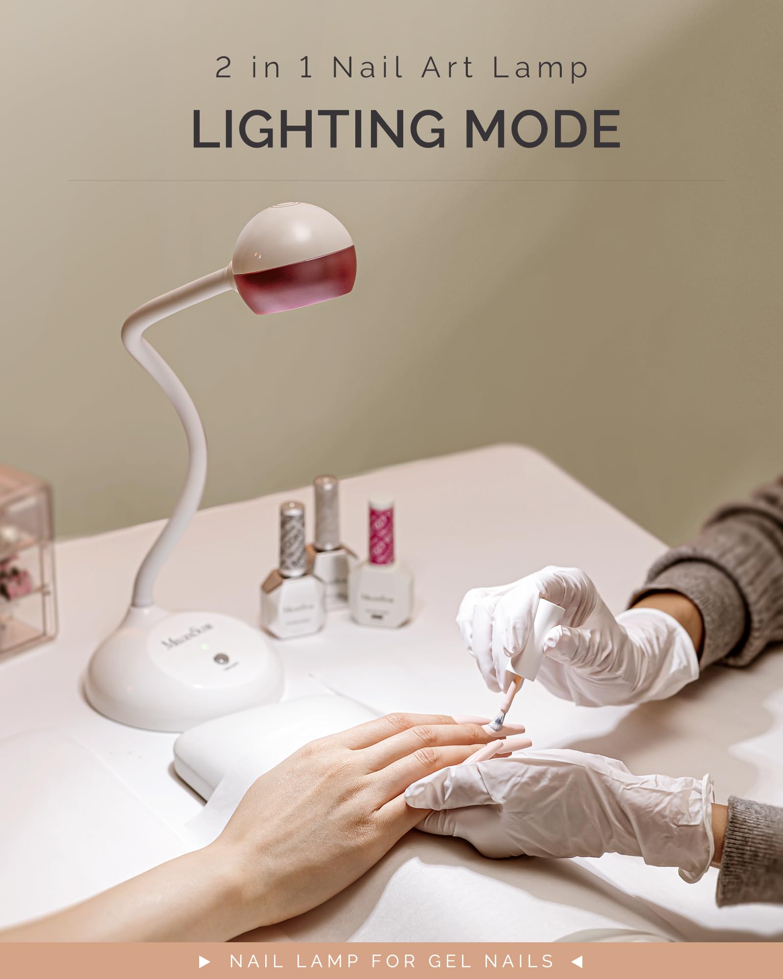 MelodySusie 2-in-1 Cordless UV LED Nail Lamp with Gooseneck Design - Rechargeable Gel Polish Curing Light for Nail Extensions & Manicures | Perfect for Home Salon, Professional Use & DIY Nail Art