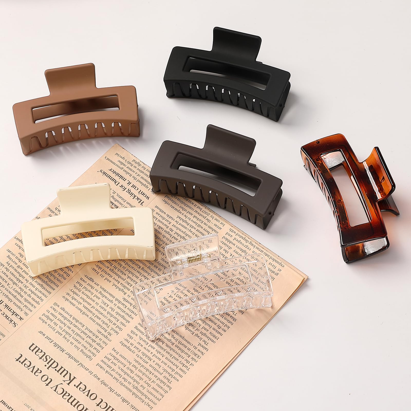 3.5 Inch Hair Claw Clips 6 Pack for Women - Amber Hair Accessories for Styling