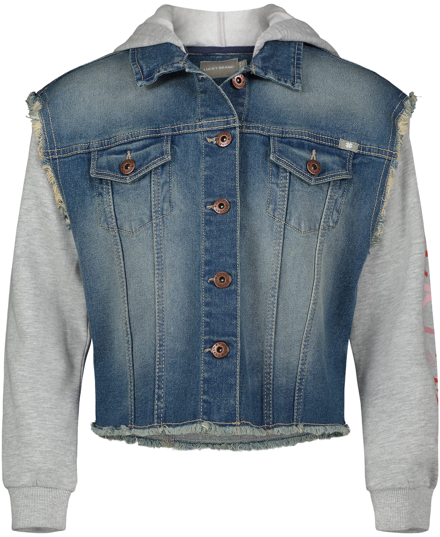 Lucky Brand Girls' Fleece Zip-Up Hoodie Sweatshirt - Soft & Cozy Pullover for School, Play & Outdoor Activities