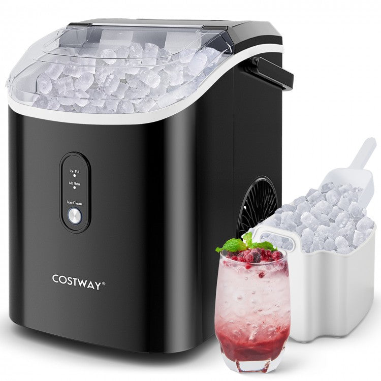 Nugget Countertop Ice Maker - Portable Pellet Ice Machine with Soft Chewable Ice, Perfect for Cocktails, Sodas & Home Bars - Black