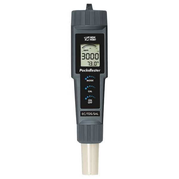Digital EC/TDS/Salt Water Tester Meter with Temperature Measurement - Includes (4) CR2032 Batteries - Perfect for Hydroponics, Aquariums, Swimming Pools & Drinking Water Testing