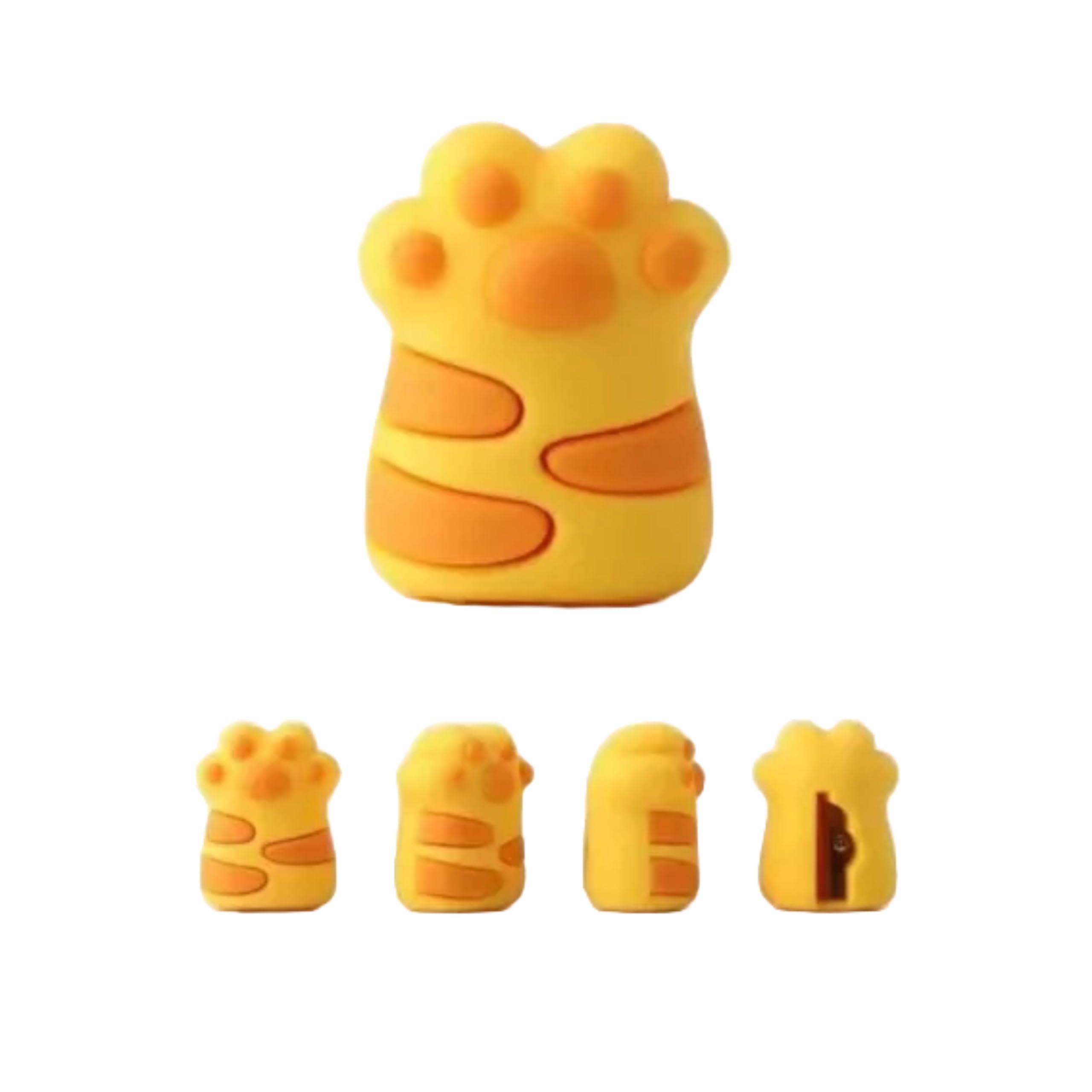 CHANCHAL GIGGLES Creative Cartoon Cat Claw Pencil Sharpener - Fun School & Office Supplies for Kids & Girls - Cute Stationery Gift (Yellow) - Perfect for Classroom, Homework & Art Projects