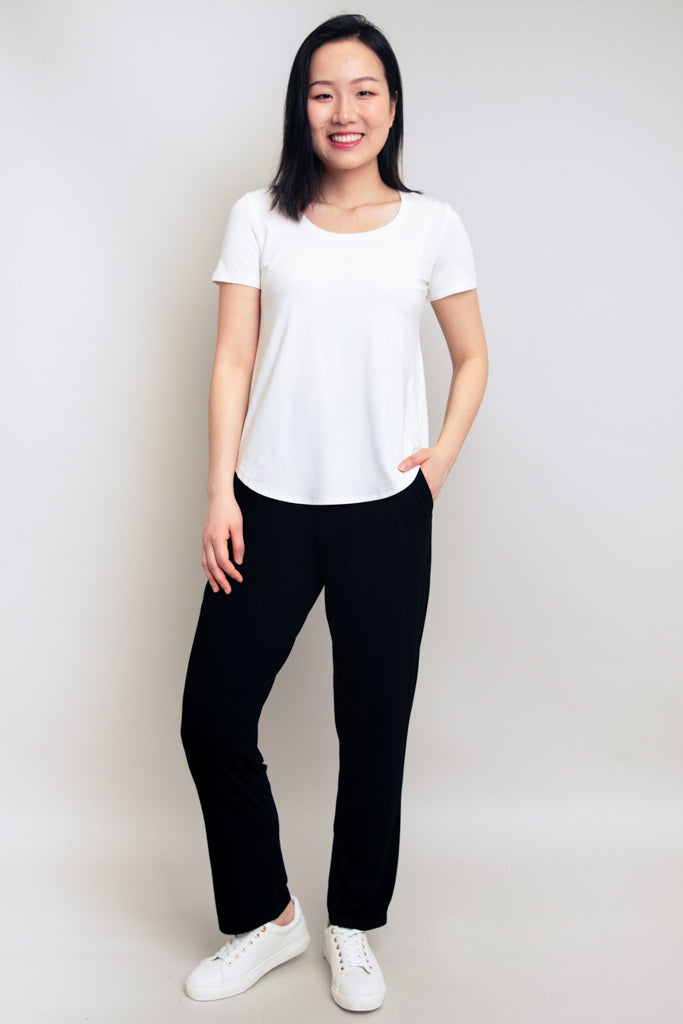 Clair Women's Bamboo Stretch Pants - Soft & Comfortable High Waist Black Yoga Pants for Workout, Lounge & Travel