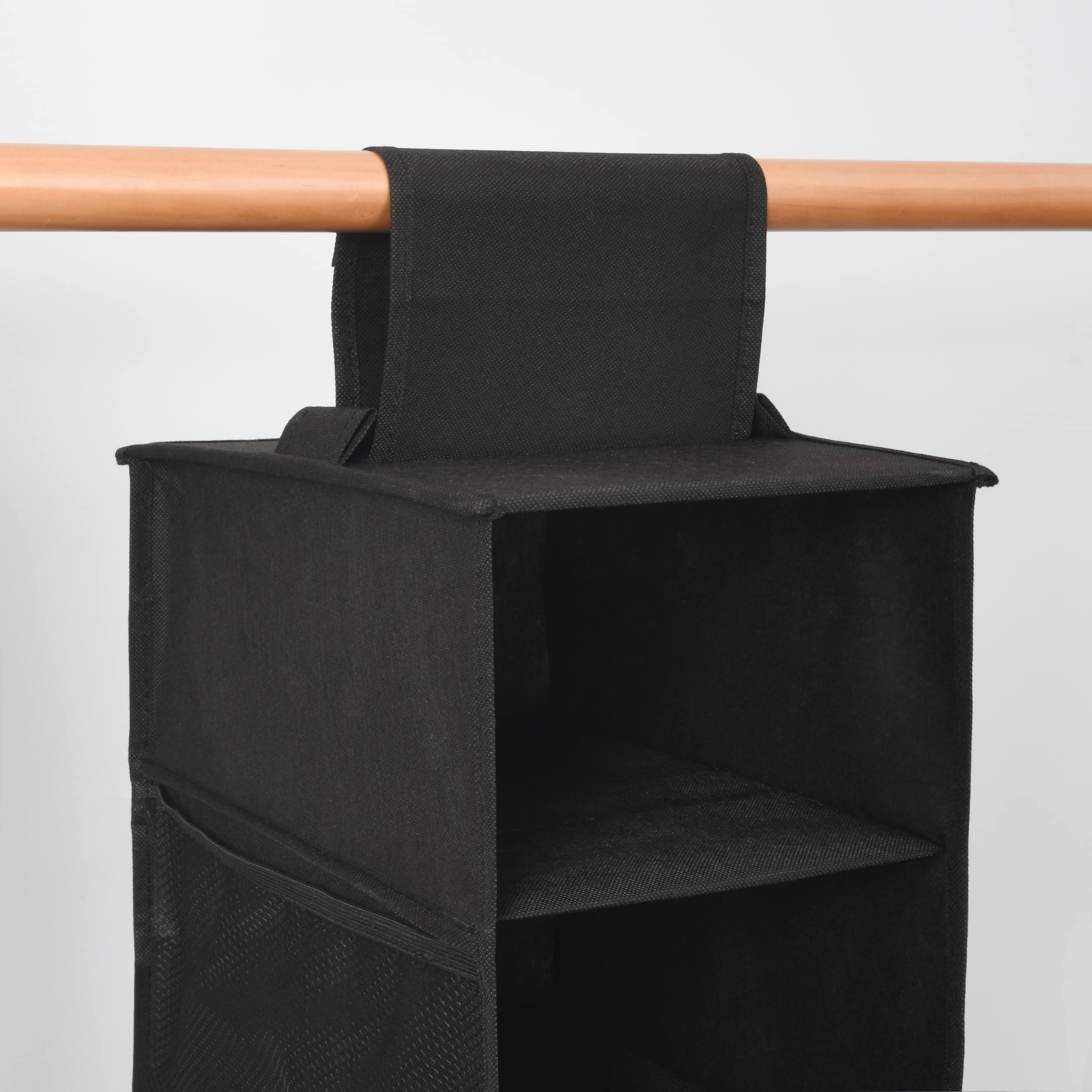 Hanging Shoe Organizer for Closet with Side Mesh Pockets - 8-Shelf Shoe & Hat Storage Holder for Baseball Caps - Space Saving Closet Organizer (Black, 2 Pack) - Perfect for Bedroom, Dorm, Entryway & Small Space Organization