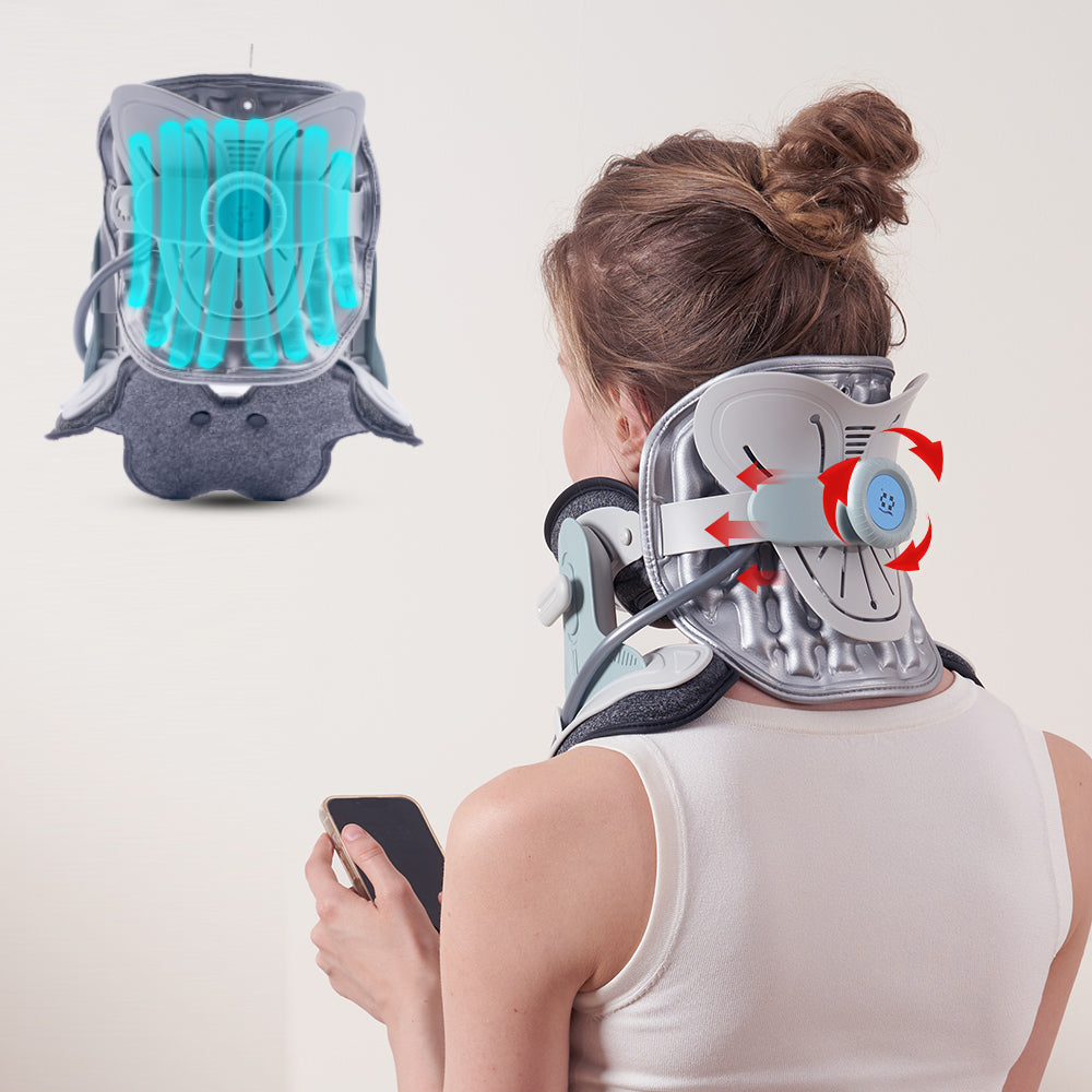 Siyaco Inflatable Neck Traction Device for Pain Relief - Adjustable Cervical Support Collar - Home Physical Therapy for Herniated Disc, Pinched Nerve & Whiplash Recovery (Perfect for Office, Travel & Post-Surgery Care)