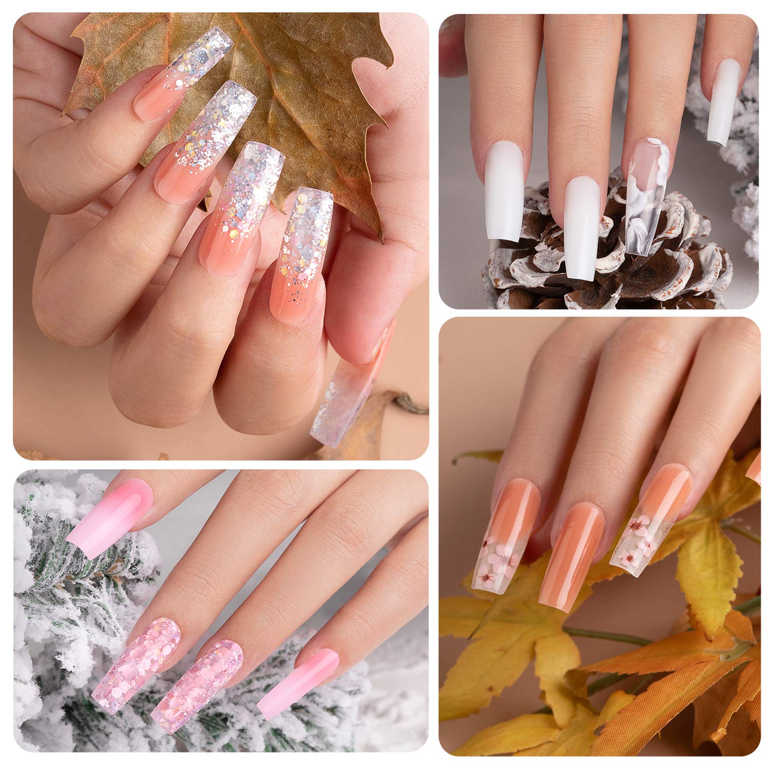 Beetles 6PCS Poly Nail Gel Kit with Nail Drill - French Manicure & Nail Extension for Professionals