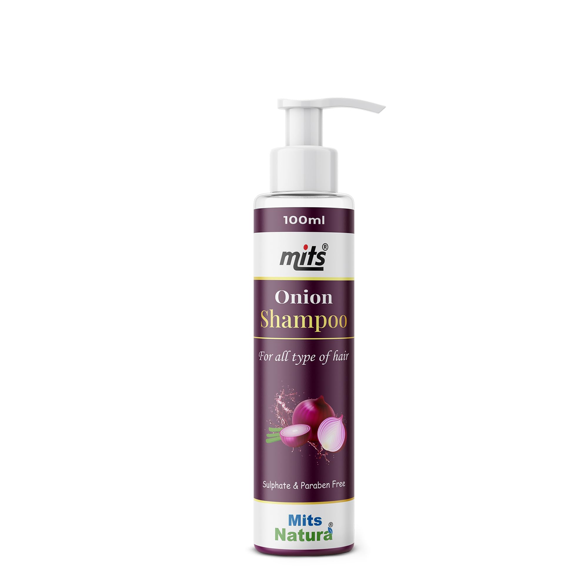 Mits Natural Onion Shampoo for Hair Growth & Hair Loss Control - With Aloe Vera, Curry Leaf, Amla, Brahmi & Neem Extracts - Anti Dandruff Treatment - Strengthens Hair Follicles - Promotes Silky Smooth Shiny Hair - Perfect for Daily Hair Care & Scalp Nourishment