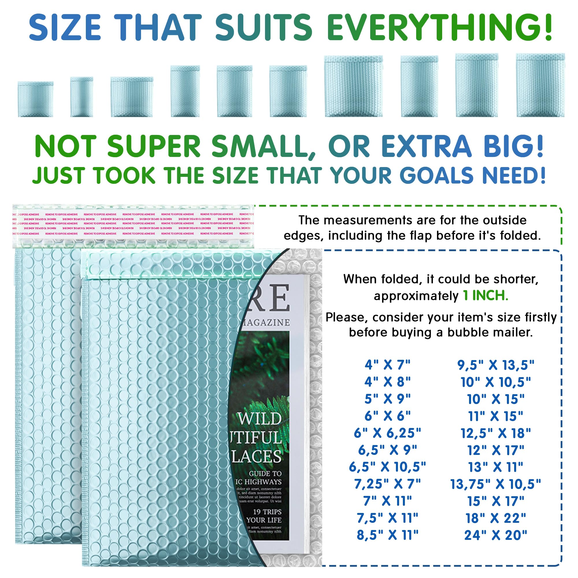 250 Pack 6.5 x 9 Inch Aqua Ice Metallic Bubble Mailers - Waterproof Padded Shipping Envelopes with Self-Seal for Secure Packaging | Perfect for Ecommerce, Jewelry, Cosmetics & Gift Shipping