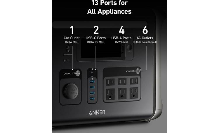 Anker SOLIX F1500 1536Wh Portable Power Station - 1800W Output | Solar Generator for Camping, RV, Emergency Backup & Off-Grid Power