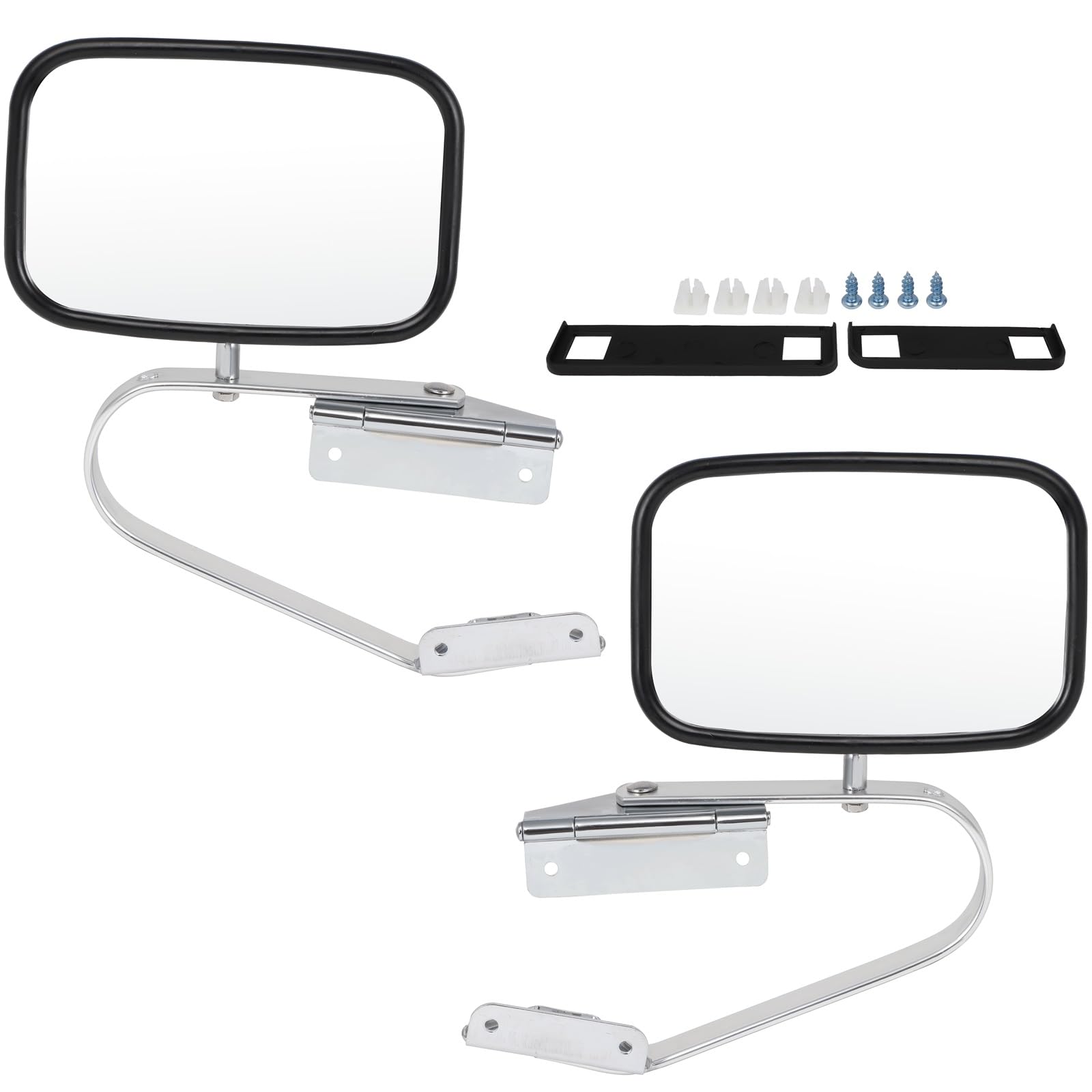 SCITOO Chrome Side View Mirror Pair Replacement for Ford F150 F250 F350 F450 Ranger Bronco Explorer 1980-1996 - Durable Plastic Truck Pickup Mirrors for Enhanced Visibility & Safety While Driving