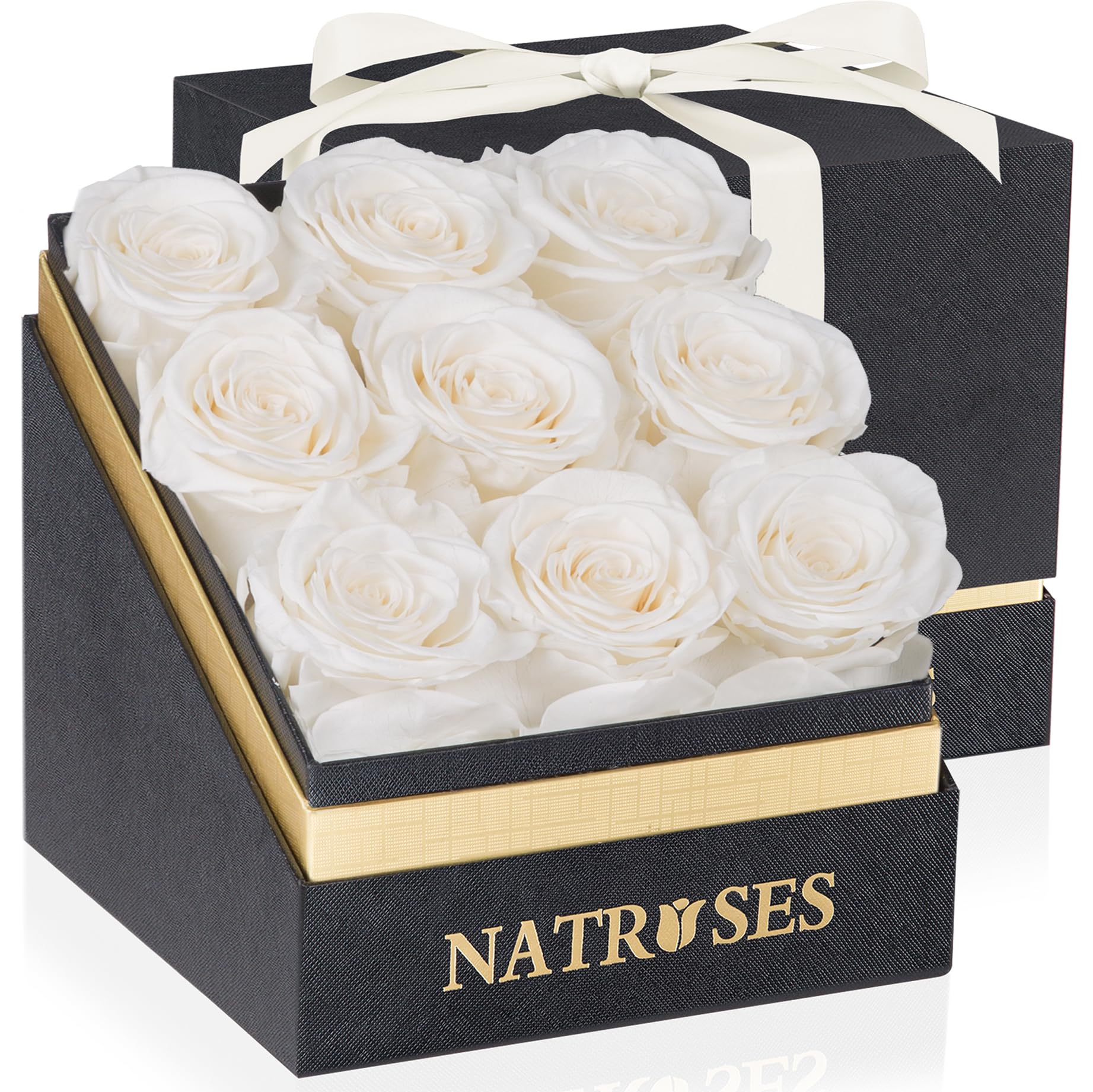 Forever Preserved White Roses in a Gift Box - Luxury Eternal Flowers for Anniversary, Wedding, Valentine's Day & Home Decor