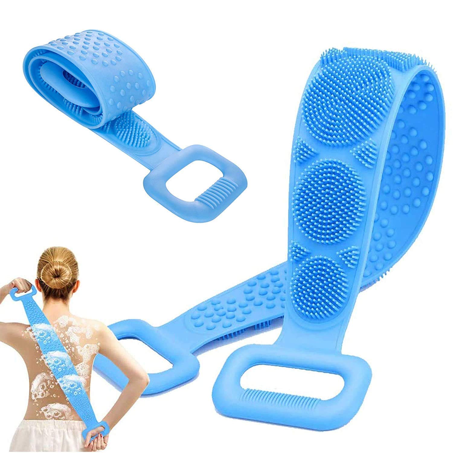 ZOSHOMI Unisex Silicone Bath Belt - Exfoliating Body Scrubber & Skin Cleansing Belt for Shower, Spa & Daily Hygiene - Washable Skin Brush for Men, Women & Kids - Pack of 1 (Ideal for Back Scrubbing, Dead Skin Removal & Relaxing Bath Time)