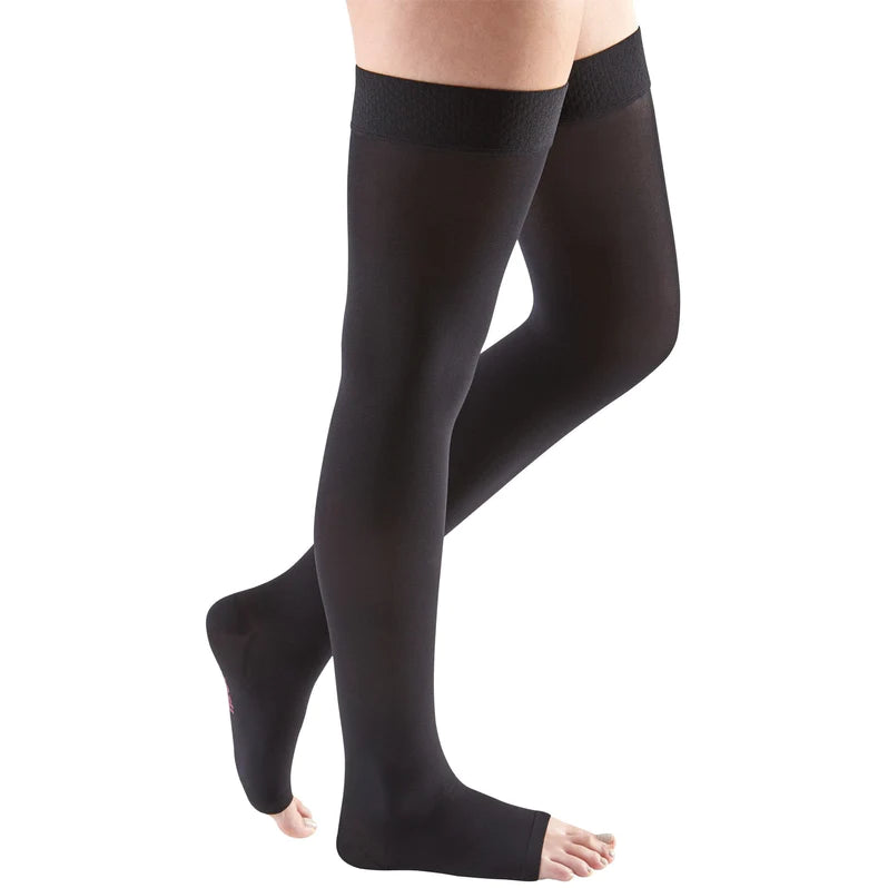 Medi Comfort 20-30mmHg Closed Toe Thigh High Compression Stockings with Silicone Top Band for Women - Petite Size | Ideal for Varicose Veins, Pregnancy & Travel Comfort