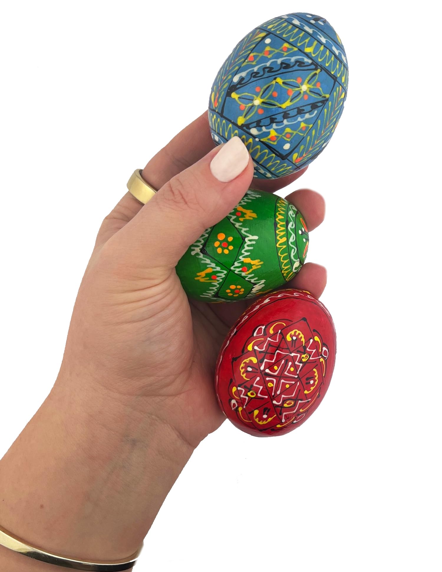 Hand-Painted Ukrainian Pysanky Easter Eggs - Set of 25 Wooden Religious Gifts (2 5/8 Inch) - Perfect for Easter Decorations, Home Décor, and Thoughtful Christian Gifts