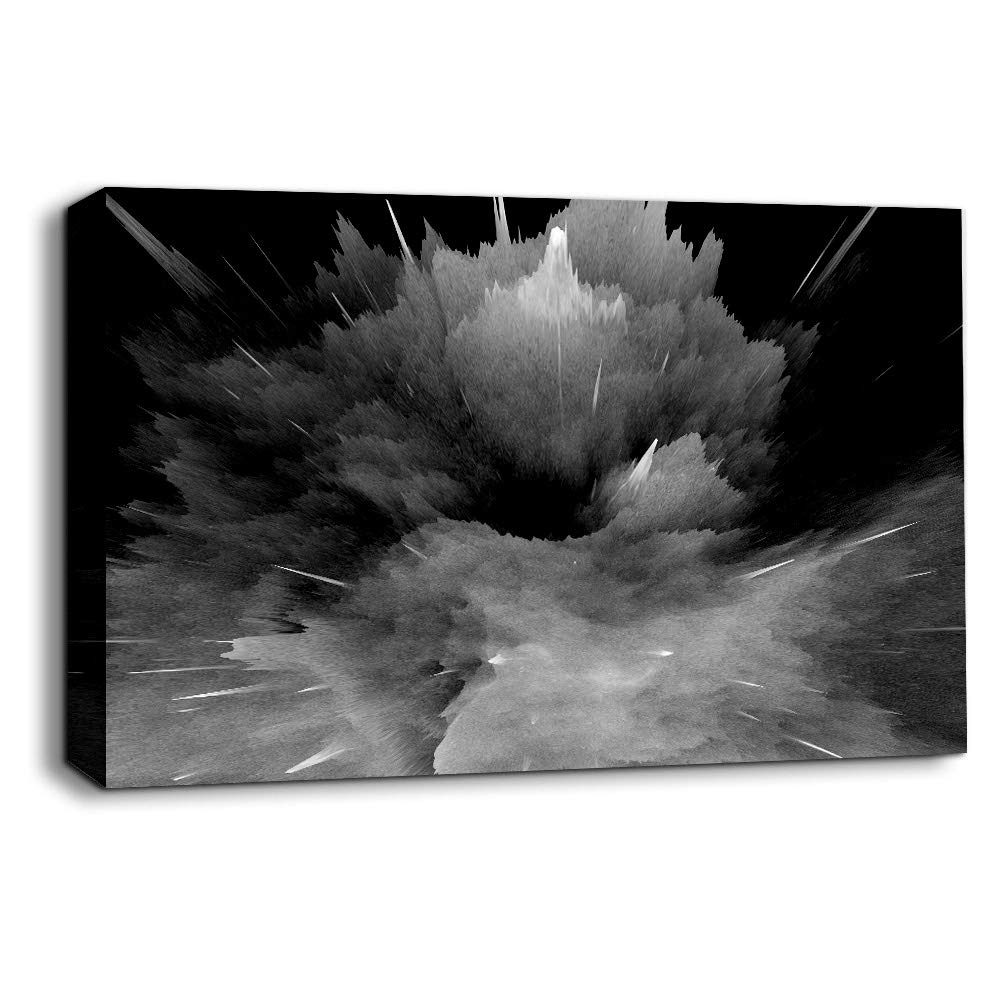 Black and White Energy Wave Canvas Wall Art - 32x48 Inch Framed Print for Modern Home Decor | Bedroom, Living Room & Office Wall Decor | Ready-to-Hang Abstract Painting