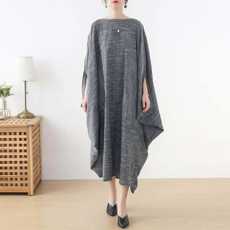 Elegant Women's Linen Dress with Batwing Sleeves & Pockets | Summer Boho Maxi Dress for Beach, Vacation & Casual Wear
