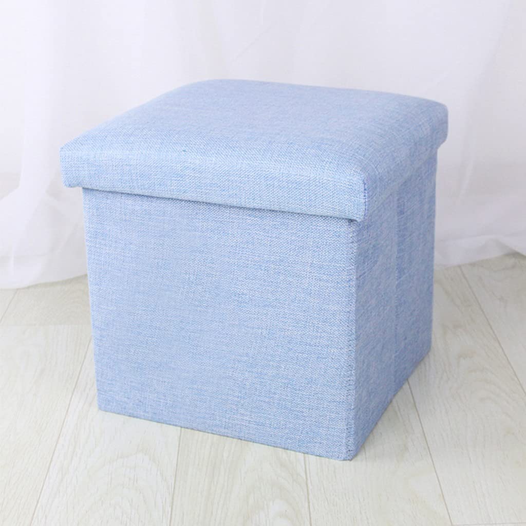 GANFANREN Multifunctional Storage Stool - Foldable Footrest Ottoman for Living Room, Bedroom, Nursery | Organize Clothes, Shoes, Toys, Magazines | Sky Blue Storage Box (30x30x30cm) | Space-Saving Home Decor & Seating Solution