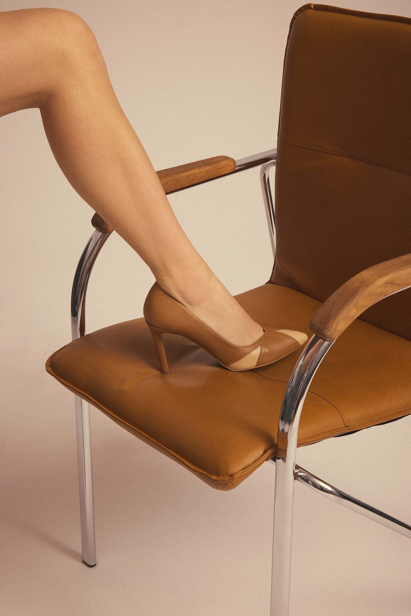 Vegan Mushroom Leather Heels for Women - Caramel & Almond Brown | Sustainable Fashion Shoes for Work, Parties & Special Occasions