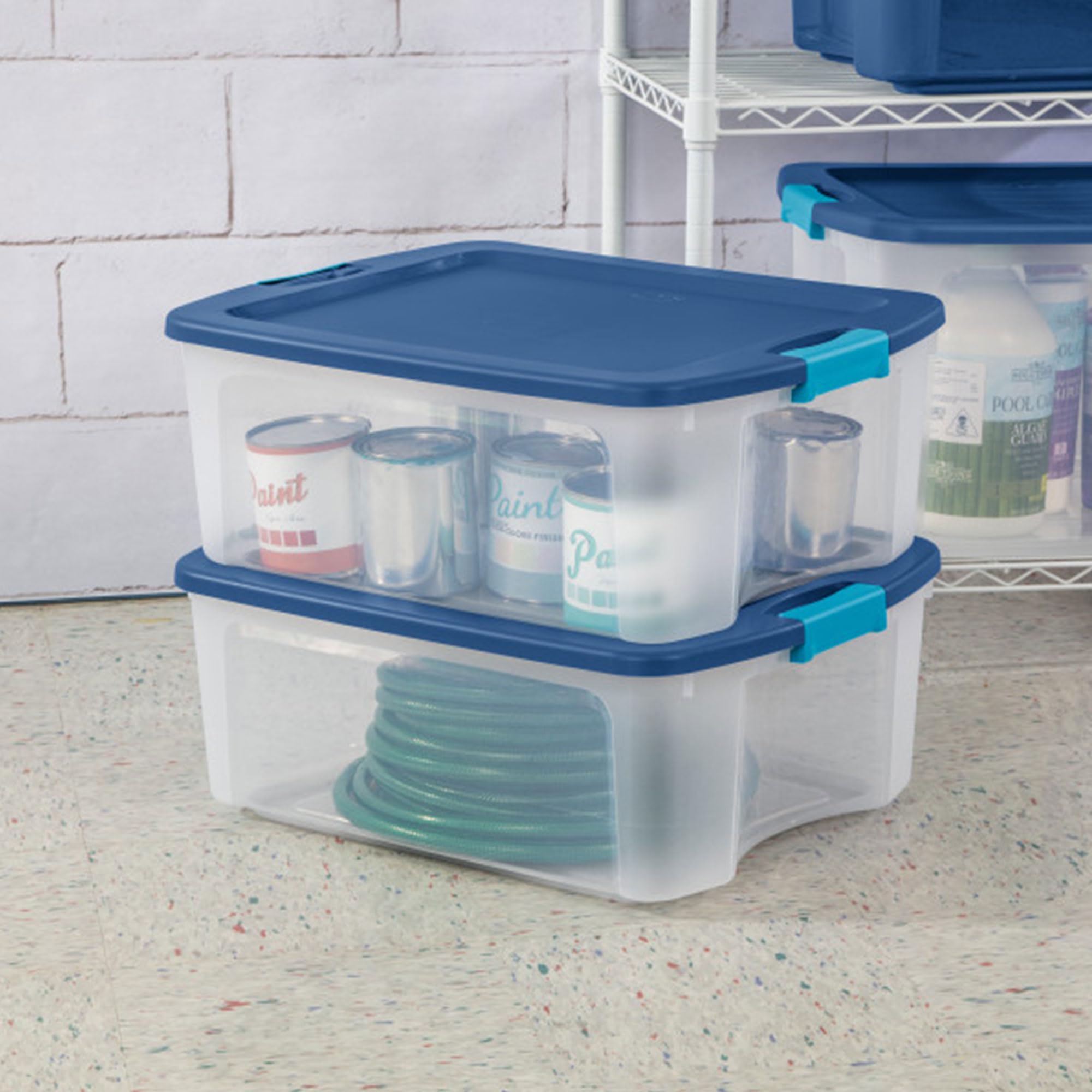 Sterilite 18-Pack 12 Gallon Clear Plastic Storage Bins with Secure Latching Lids & Ergonomic Handles for Home Organization - Perfect for Closet, Garage, and Office Storage Solutions