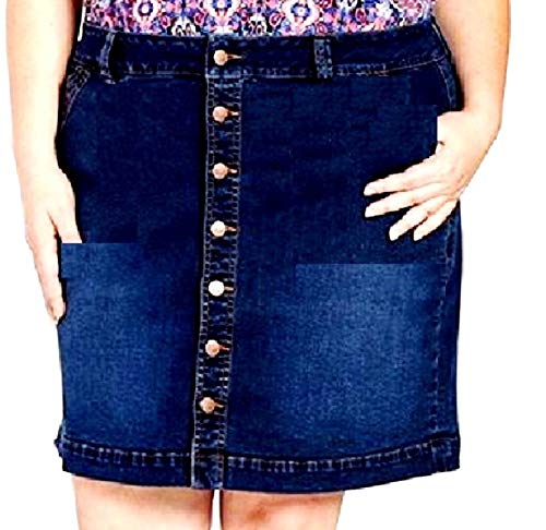 Diamante R455 Button Front Blue Skirt.