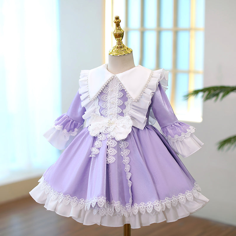 Baby Girl Princess Dress - Lolita Style Doll Collar Lace Puffy Sleeve Party Gown for Birthday, Photo Shoots & Special Occasions