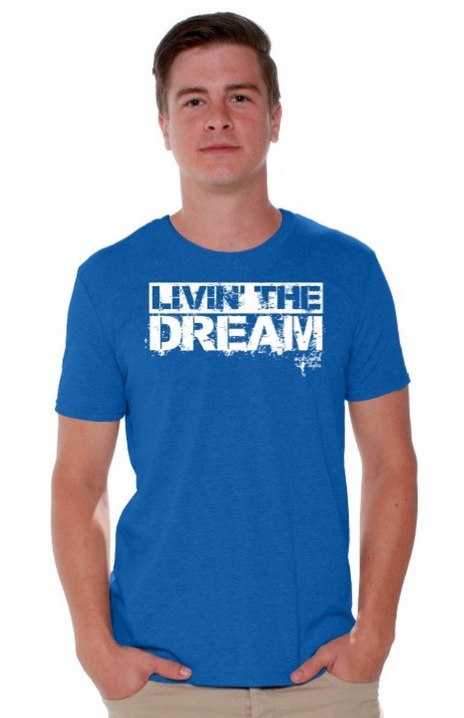 Awkwardstyles Men's Livin' The Dream Slogan Tank Top - White Cotton Graphic Tee for Gym, Beach & Casual Wear | Includes Free Bookmark Gift