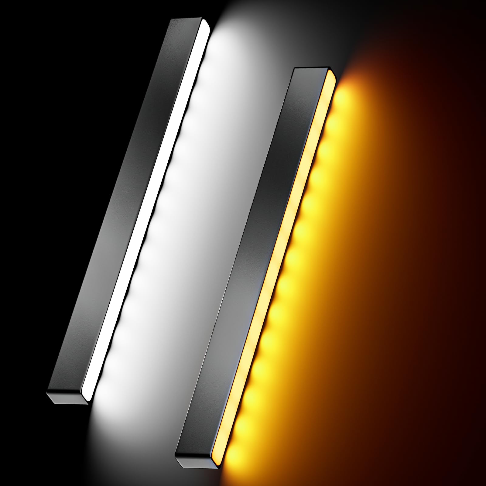 Universal Car Turn Signal Switch & Fog Lights Assembly with 12V LED Sequential Turn Signals - White/Amber Flashing Light Bar for Daytime & Night Running Lights - Perfect for Enhanced Visibility and Safety in All Driving Conditions