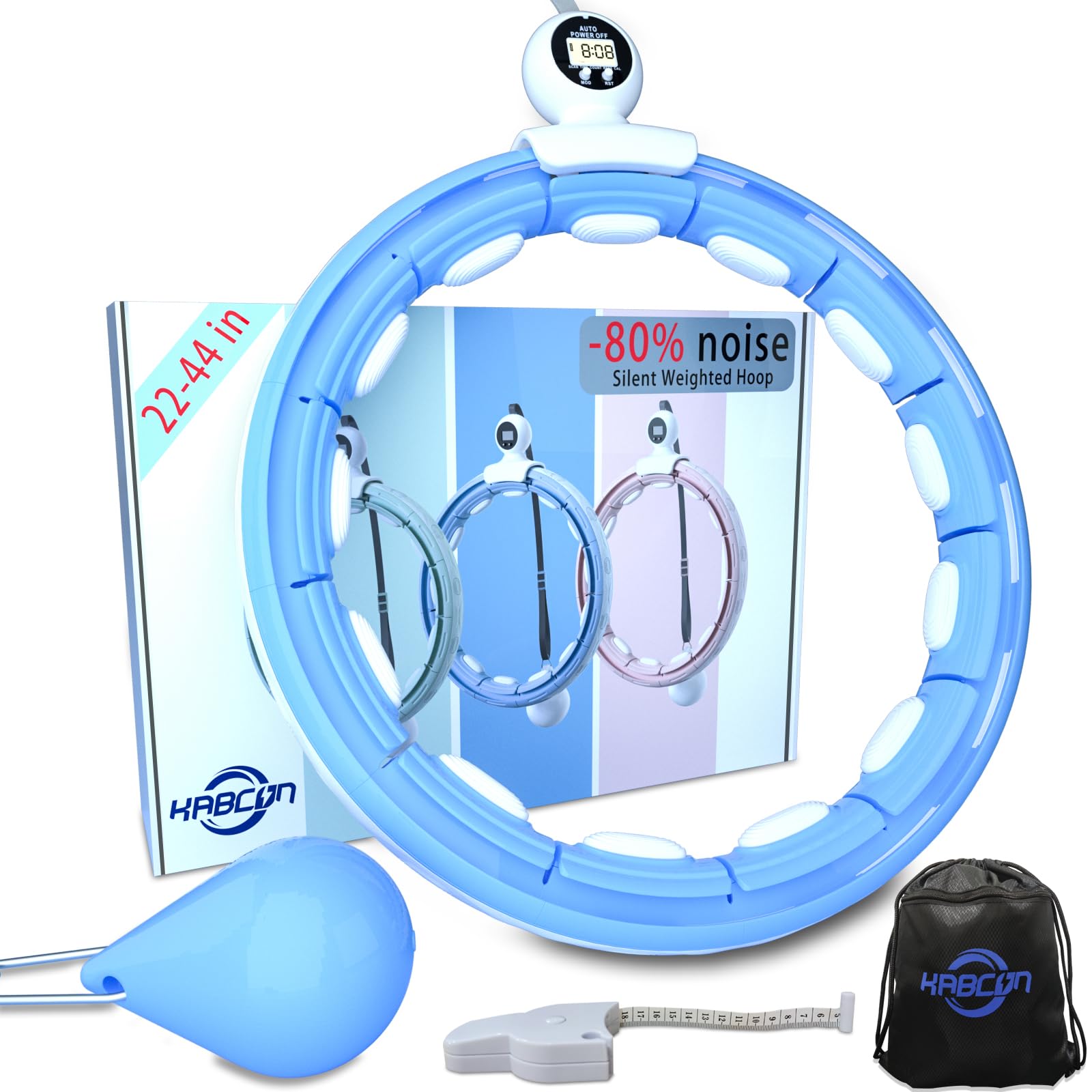 Weighted Hula Hoop for Adults - Adjustable 2-in-1 Fitness & Massage Exercise Hoop with Spinning Balls (16/24/30/32 Knots) - Perfect for Weight Loss, Home Workouts & Core Strengthening