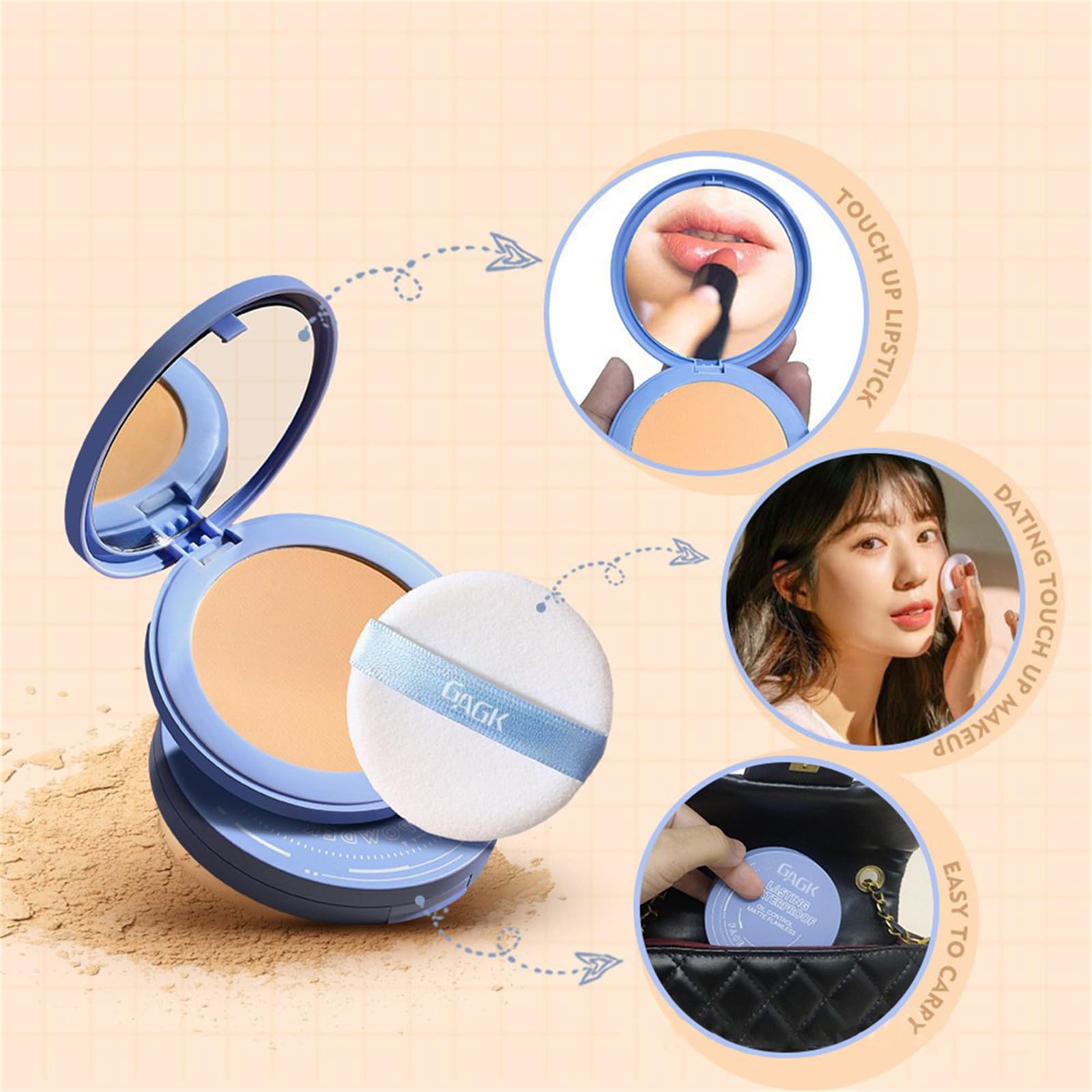 GAGK Matte Perfection Pressed Powder - Oil Control & Waterproof Finishing Powder for Long-Lasting Makeup | Setting Powder for Oily Skin | Classic Ivory | Perfect for Daily Wear & Special Occasions