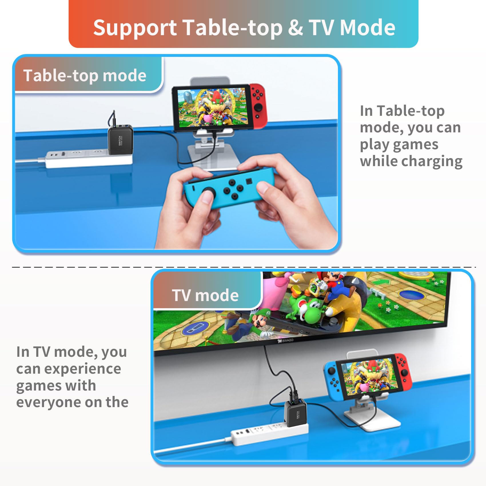 Mirabox 36W Portable TV Docking Station for Nintendo Switch - 4K@60Hz HDMI, USB 2.0 & PD USB-C Fast Charging Ports - Includes Full-Featured USB-C Cable - Perfect for Gaming on TV or Travel Charging