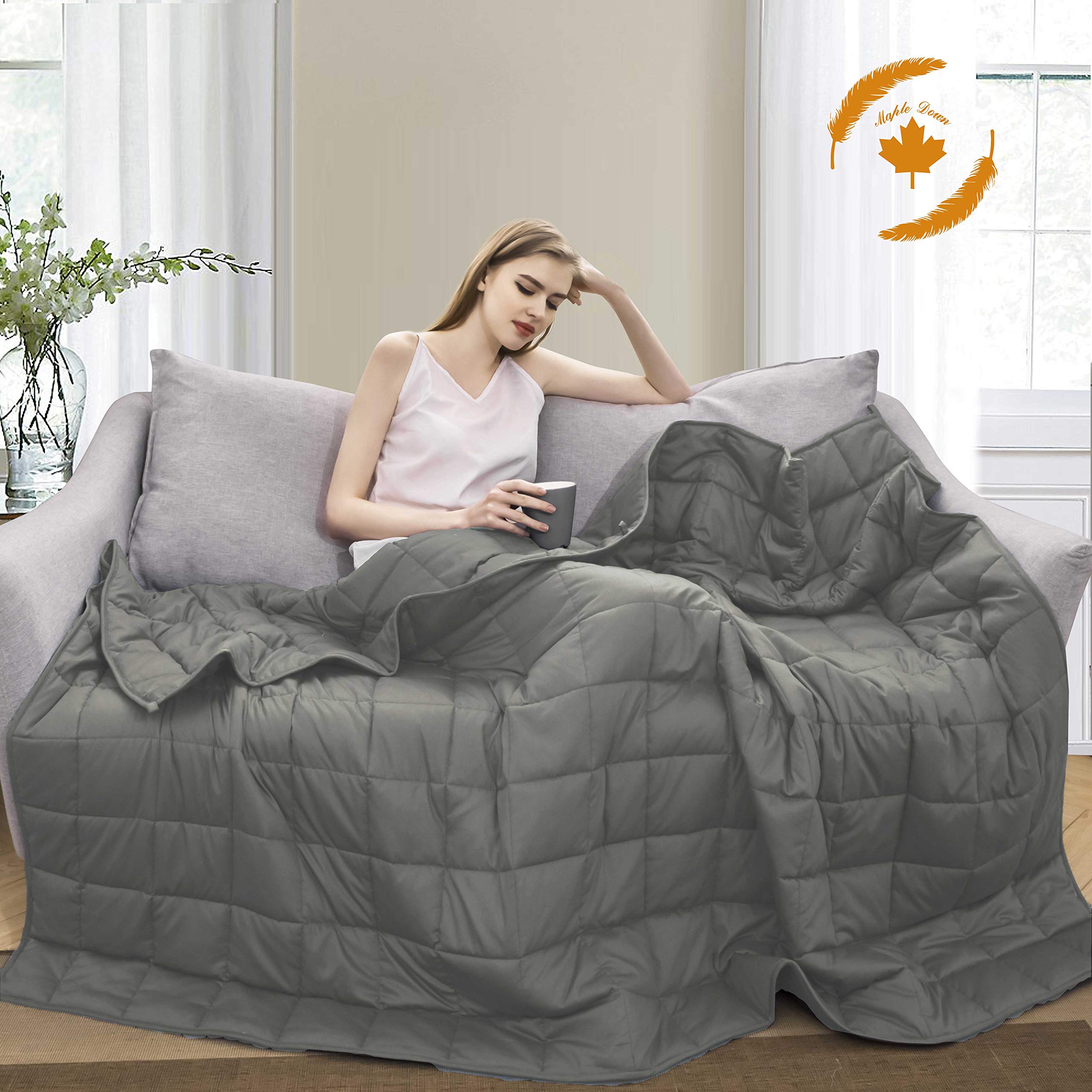 20 lbs King Size Weighted Blanket for Adults - 7-Layer Cooling Heavy Blanket with Glass Beads, 100% Cotton - Ideal for 180-210 lbs Body Weight (Light Gray) | Perfect for Stress Relief, Anxiety & Better Sleep